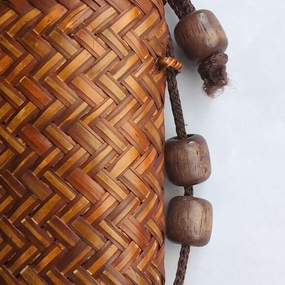 Unique Vintage Woven Brown Rattan Wicker Mini Bag - Picture 5 of 12